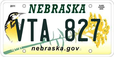 NE license plate VTA827
