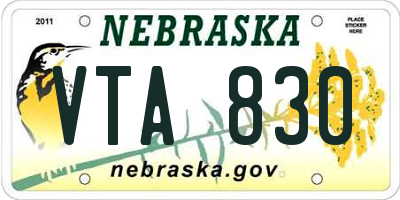 NE license plate VTA830