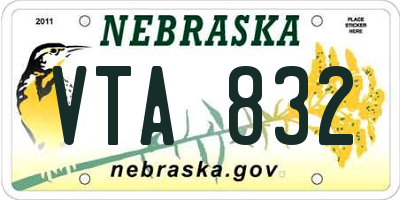 NE license plate VTA832