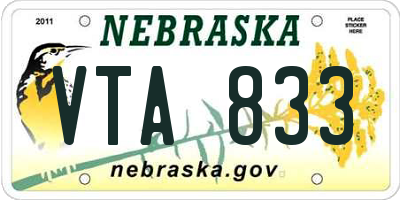 NE license plate VTA833