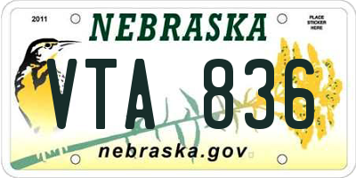 NE license plate VTA836