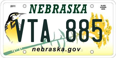 NE license plate VTA885