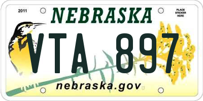 NE license plate VTA897