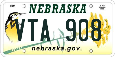 NE license plate VTA908