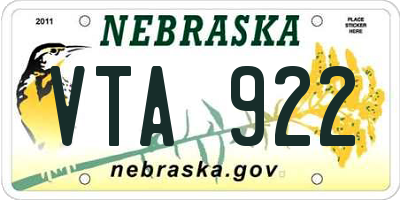 NE license plate VTA922