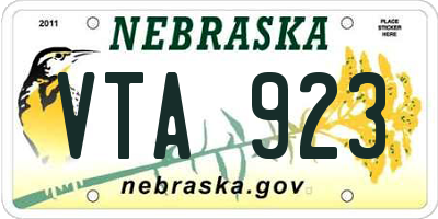 NE license plate VTA923