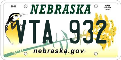 NE license plate VTA932