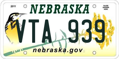 NE license plate VTA939