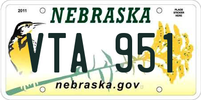NE license plate VTA951