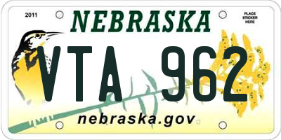 NE license plate VTA962