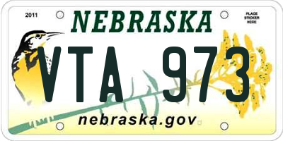 NE license plate VTA973