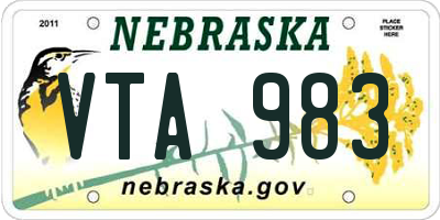 NE license plate VTA983