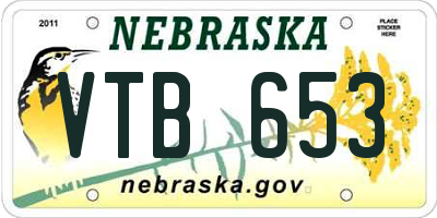 NE license plate VTB653