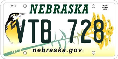 NE license plate VTB728