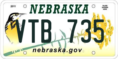 NE license plate VTB735
