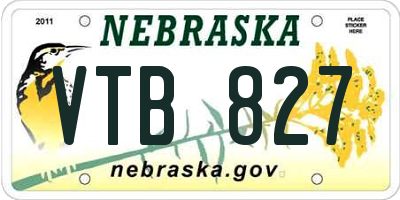 NE license plate VTB827