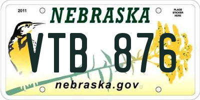 NE license plate VTB876