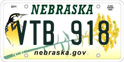 NE license plate VTB918