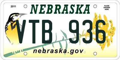 NE license plate VTB936
