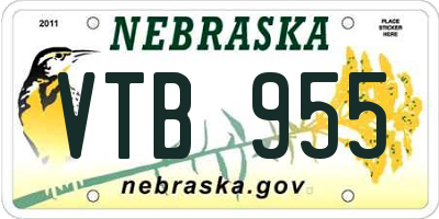 NE license plate VTB955