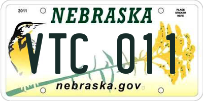 NE license plate VTC011