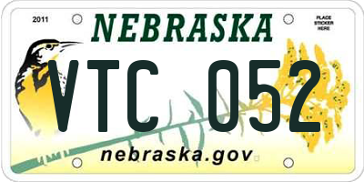 NE license plate VTC052