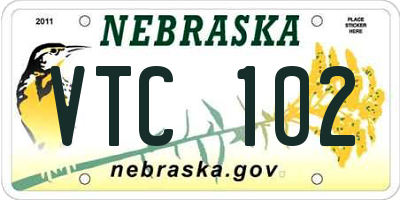 NE license plate VTC102