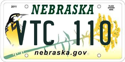 NE license plate VTC110