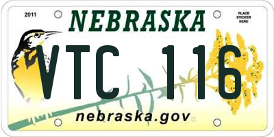 NE license plate VTC116