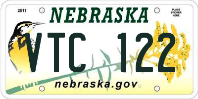 NE license plate VTC122