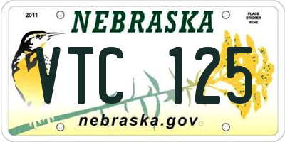 NE license plate VTC125