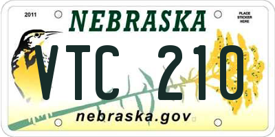 NE license plate VTC210