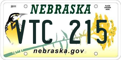 NE license plate VTC215