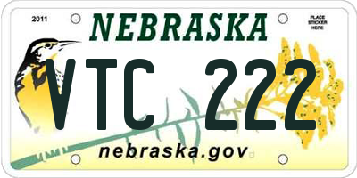 NE license plate VTC222
