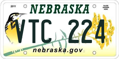 NE license plate VTC224