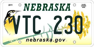 NE license plate VTC230