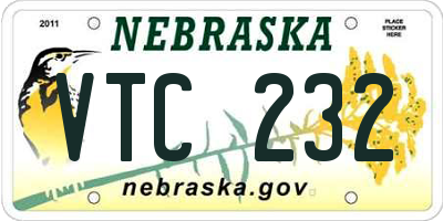 NE license plate VTC232