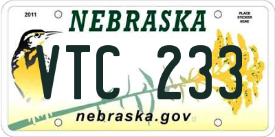 NE license plate VTC233