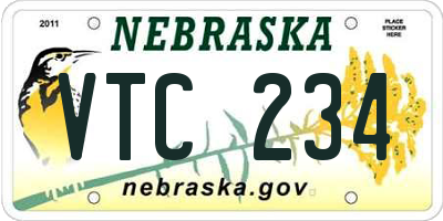 NE license plate VTC234