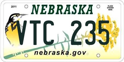 NE license plate VTC235