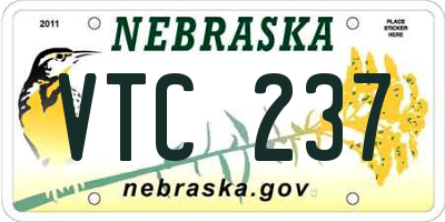 NE license plate VTC237