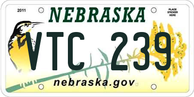 NE license plate VTC239
