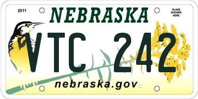 NE license plate VTC242