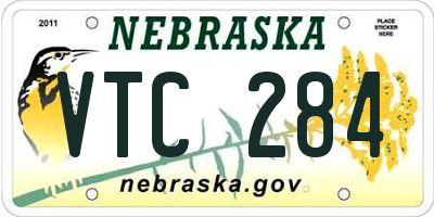 NE license plate VTC284