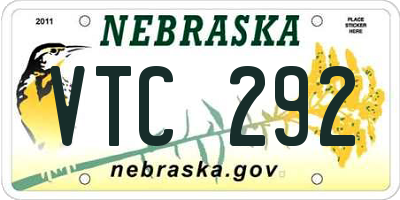 NE license plate VTC292