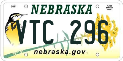 NE license plate VTC296