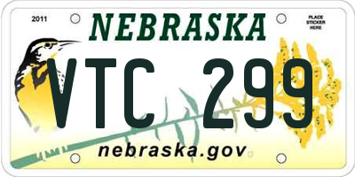NE license plate VTC299