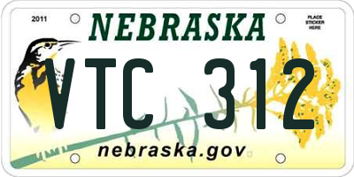 NE license plate VTC312