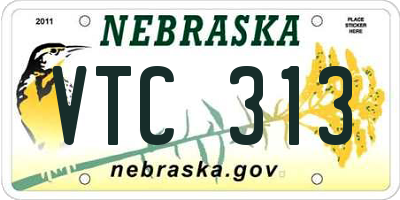 NE license plate VTC313