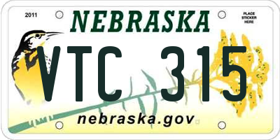 NE license plate VTC315